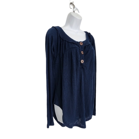 Free People We The Free Must Have Henley OVERSIZED XS Thermal Top Long Sleeve. - Picture 2 of 10